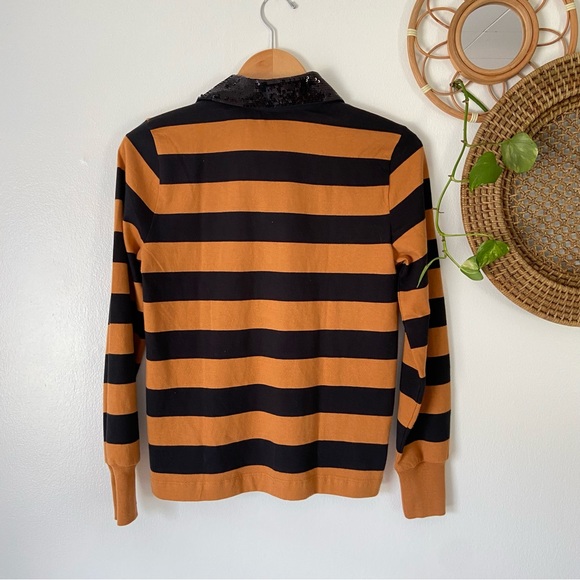J. Crew Black and Tan Striped Rugby Top - Picture 10 of 11